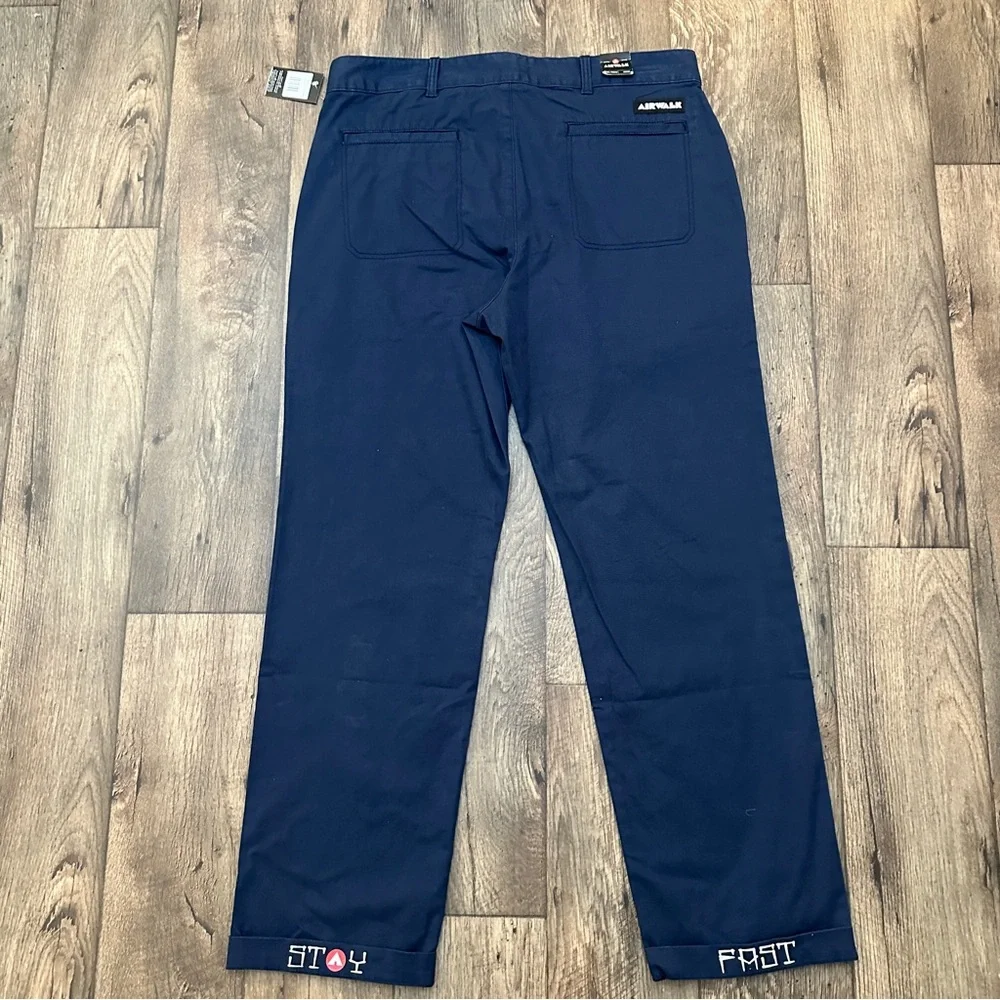 Airwalk Stay Fast Chino Cotton Pants Mens Size 38x32 Blue Marine